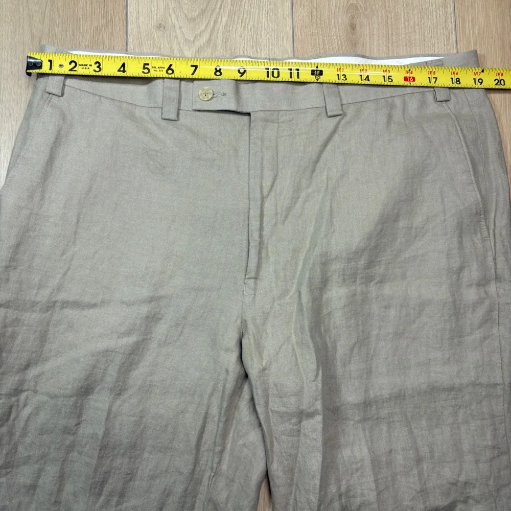 Calvin Klein Mens 100% Linen Pants Tan Beige Straight Leg 38x32 P4900048672